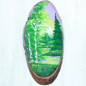 14160935 - Картина на спиле дерева утренний лес 60 см лето